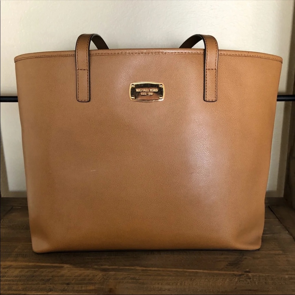Michael Kors Tan Leather Large Tot Bag Purse
